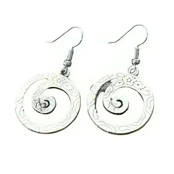 Spiral earrings dangle bohemian jewelry for women swirl charm - Picture 7 of 12